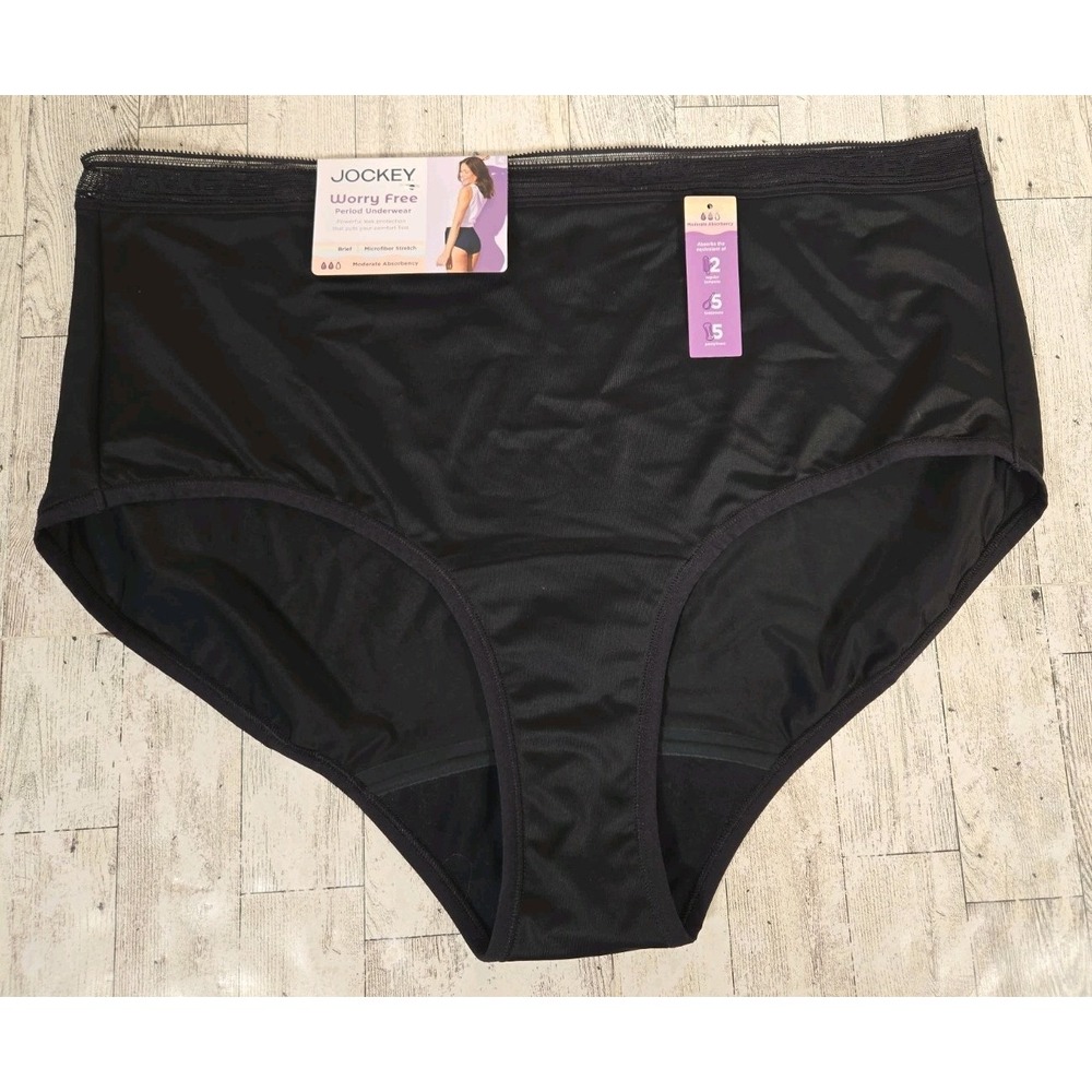 Jockey Period Underwear 4XL Brief Mod Absorbency Stretch Black
